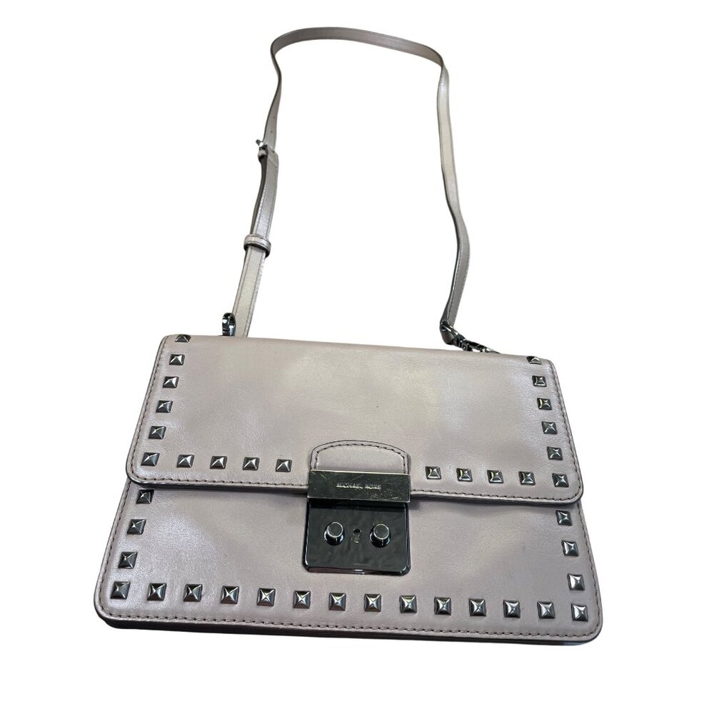 Michael Kors Sloan womans Taupe StudLeather Crossbody Bag SKU 8746